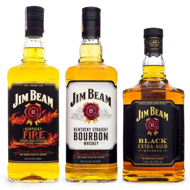 KIT JIM BEAM 1 LITRO WHITE - FIRE - BLACK EXTRA AGED