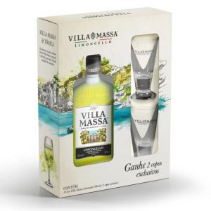 Kit Licor Italiano Villa Massa Limoncello 700ml com 2 Copos